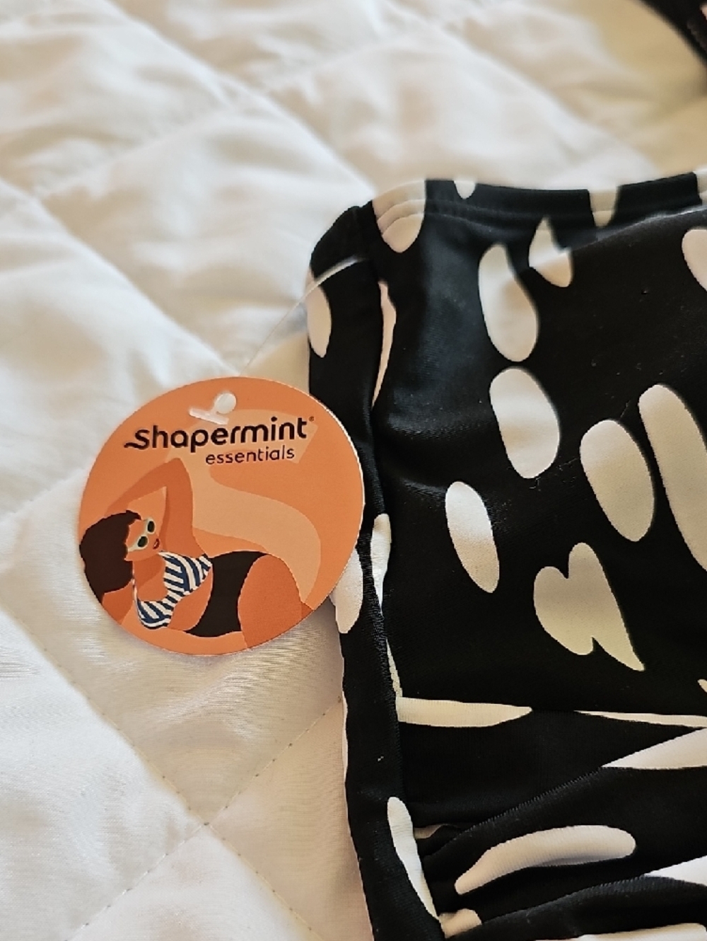 Shapermint Black and White Knot-Front Swim Dress - Picture 4 of 13
